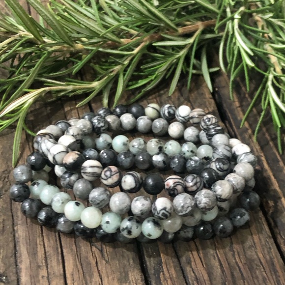 Natural Stone Beaded Bracelet Set, 4 Pieces - Picture 3 of 4